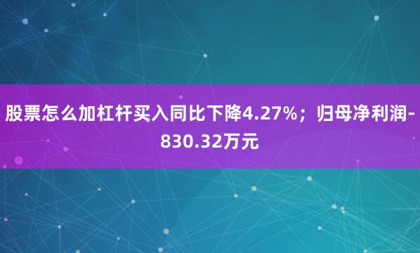 股票怎么加杠杆买入同比下降4.27%；归母净利润-830.32万元